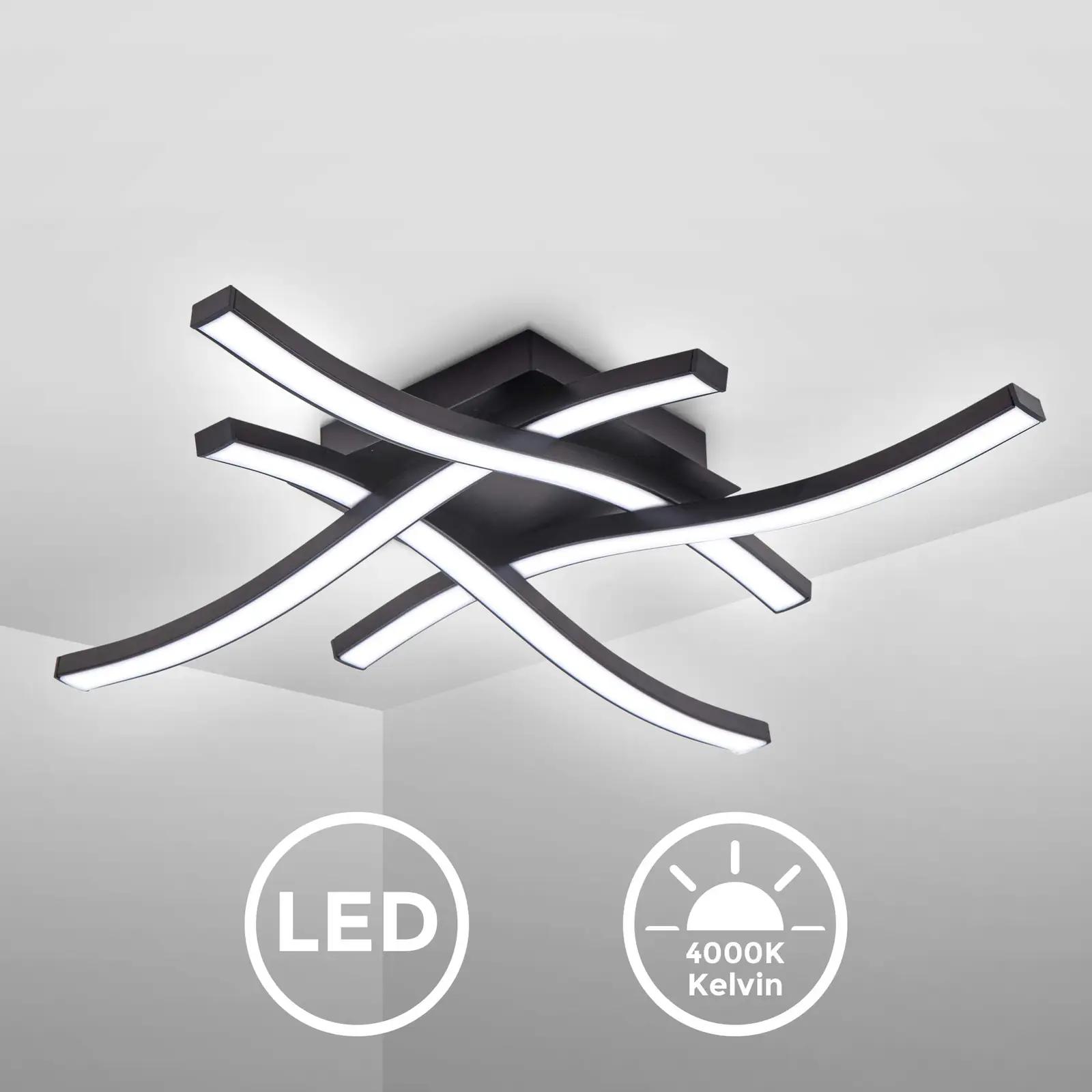 B.K.Licht modernne LED laelamp — mattmust, energiasäästlik – pakend ja tarvikud