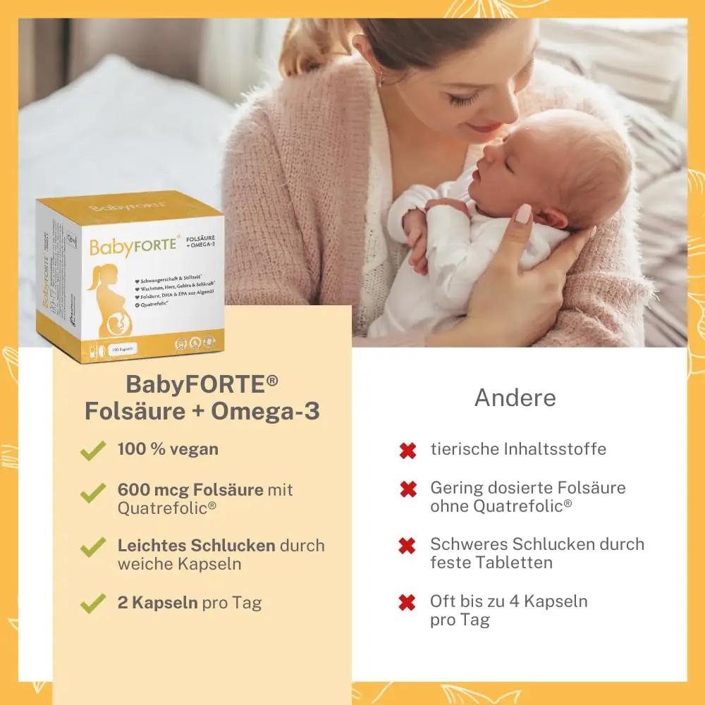 BabyFORTE rasedusvitamiinid folaat ja Omega-3 täiskomplekt – lisavaade