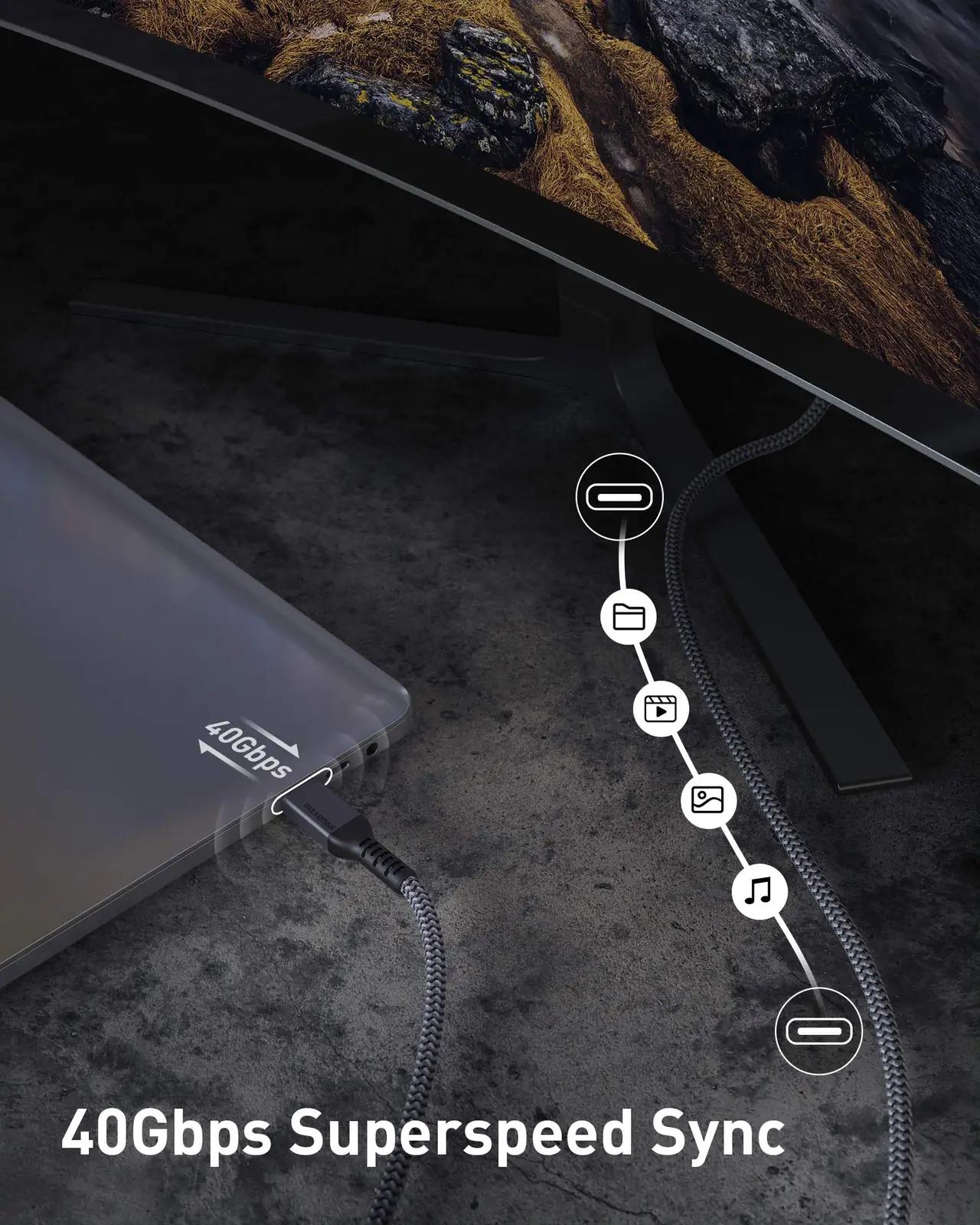 Maxonar tugev 2 m Thunderbolt 4 kaabel — kiire andmeedastus – pakend ja tarvikud