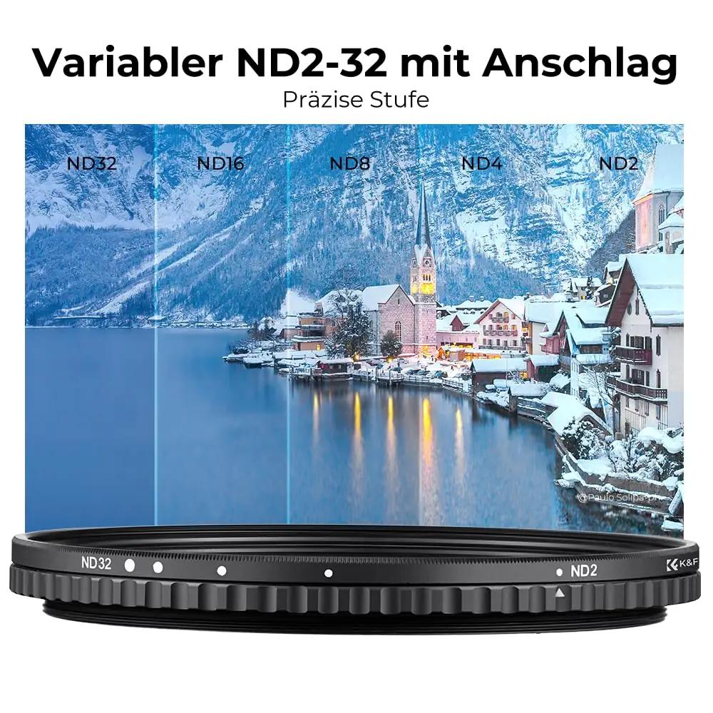 K&F CONCEPT 67mm ND-filter fotode hämarduseks ja filmimiseks – pakend ja tarvikud