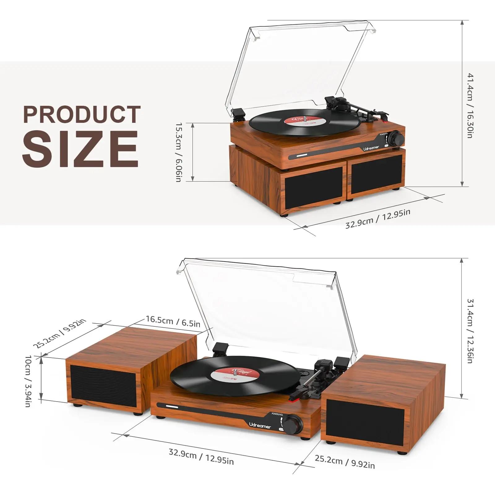 Udreamer vintage puidust grammofon koos kõlaritega — elegantne – pilt 6