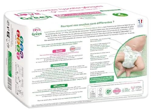Love & Green hüpoallergilised ühekordsed beebipüksid, mugavus – pakend ja tarvikud