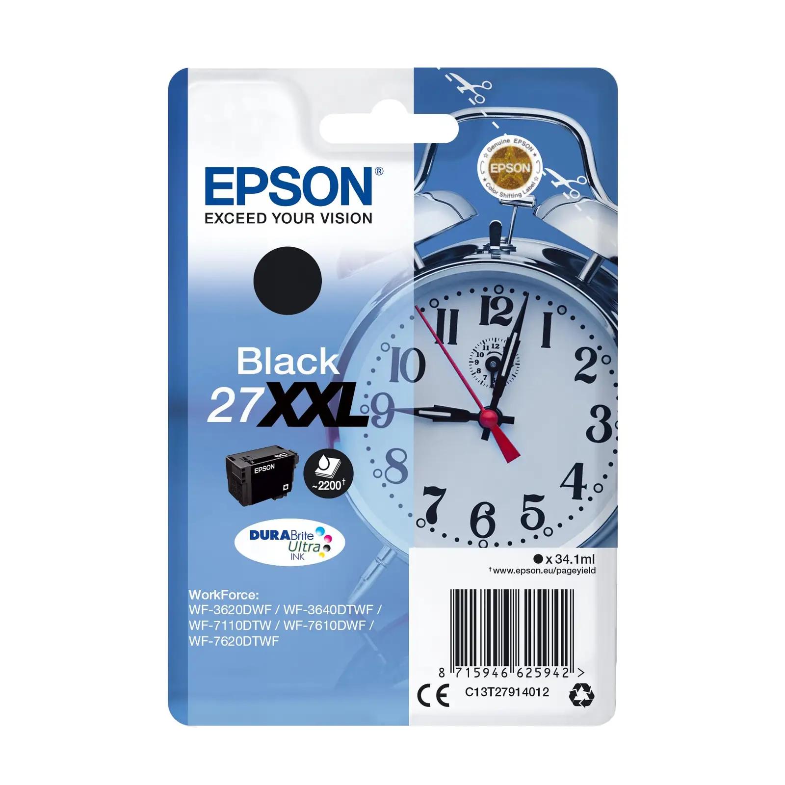 Epson must XXL tindikassett C13T27914012 — suur mahutavus ja