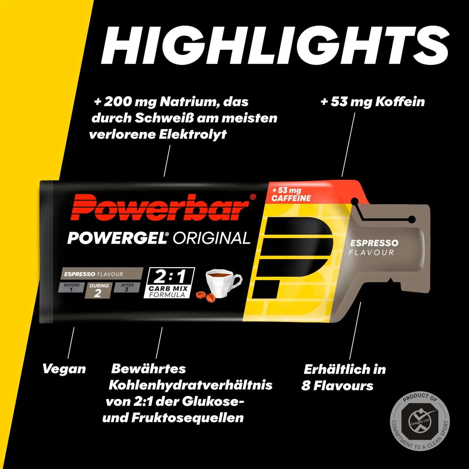 Powerbar energigeel Espresso — kõrge süsivesikusisaldusega – kasutusnäide