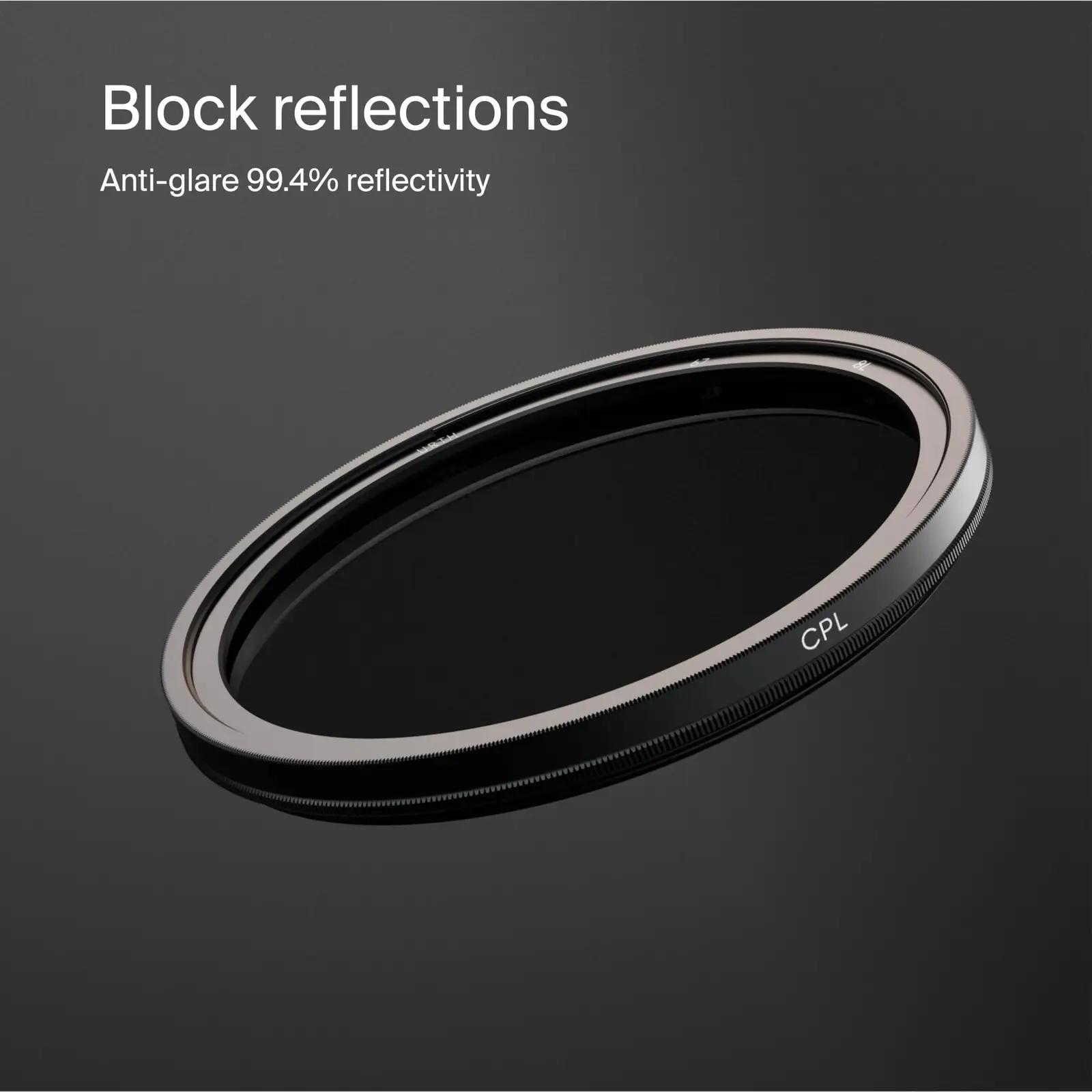 Urth 67 mm polfilter — parem kontrast ja peegelduste vähendus – detailne vaade