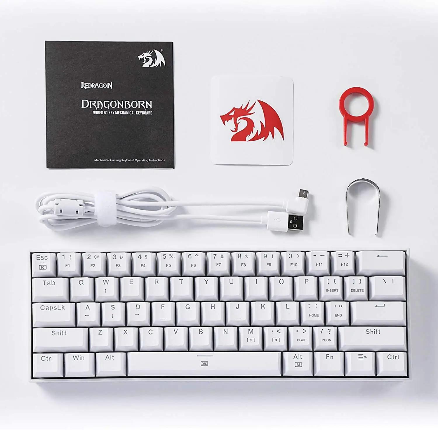 Redragon valge kompaktne mehaaniline klaviatuur — mugav – pilt 8