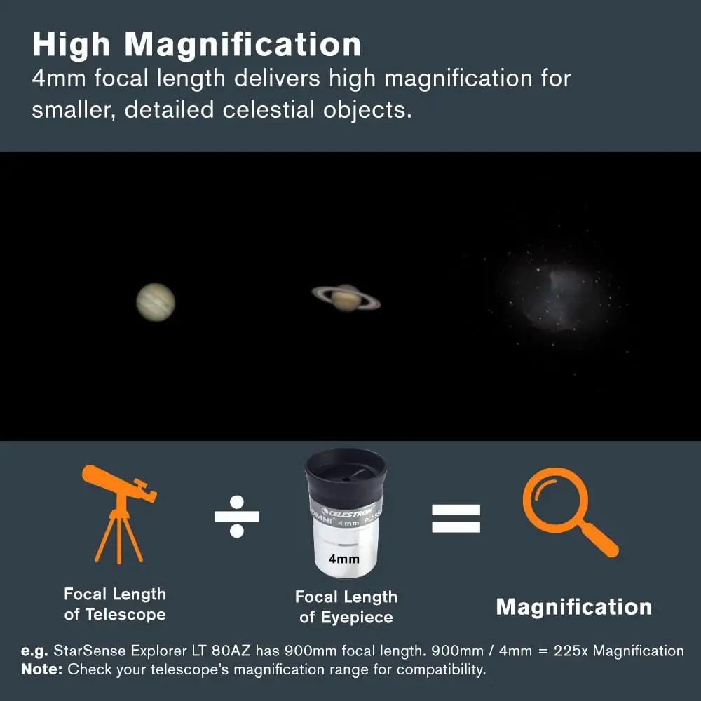 Celestron kvaliteetne 4 mm okulaar – selge vaade öisele taevale – kasutusnäide