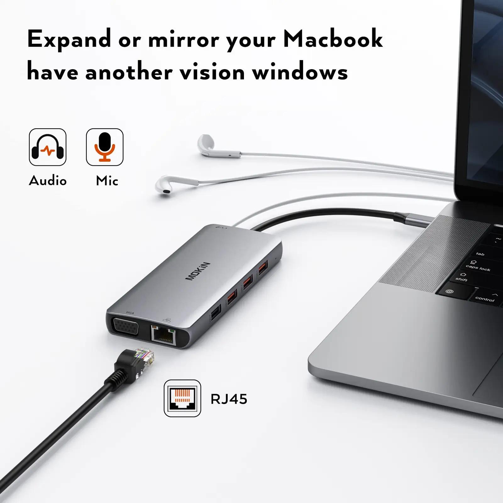 MOKiN mugav USB-C hub – 12-in-1 docking multifunktsioon – pilt 8