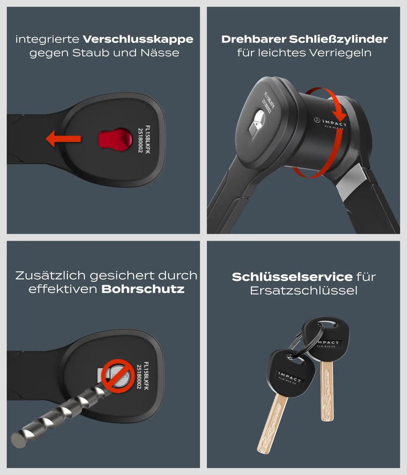 IMPACT BIKE ACCESSORIES tugev FlexLock 15 — vastupidav lukustus – lisavaade