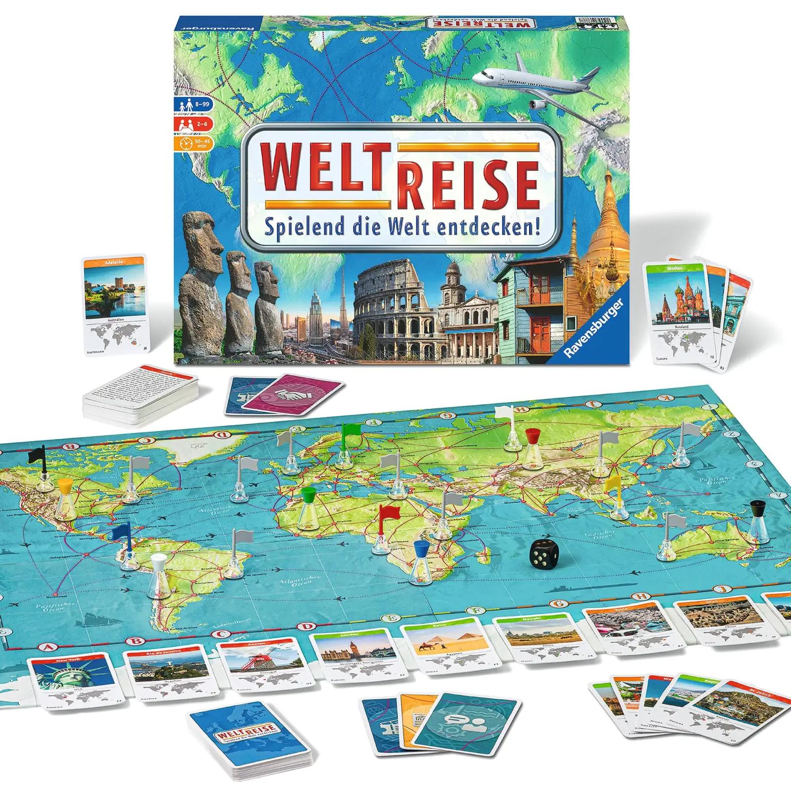 Ravensburger perekonnamäng maailmarändu elamusega, kartongist