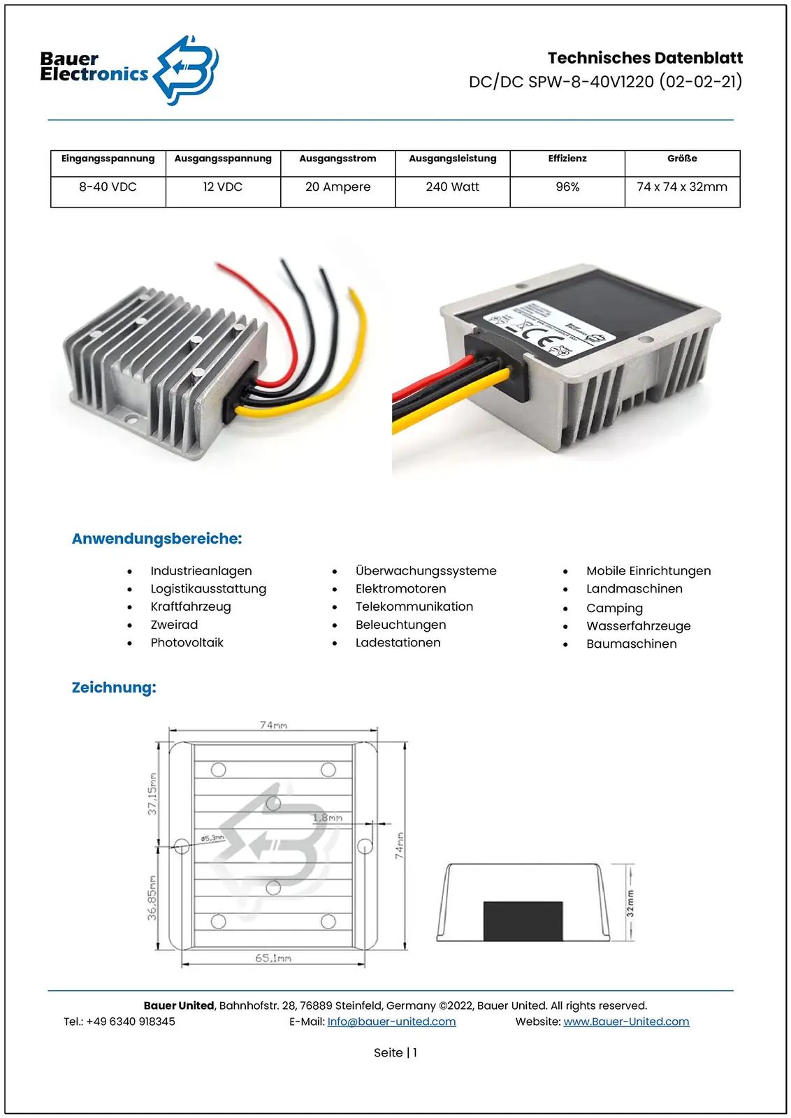 Bauer Electronics vastupidav 12V muundur — kompaktne 240W toide – pilt 6