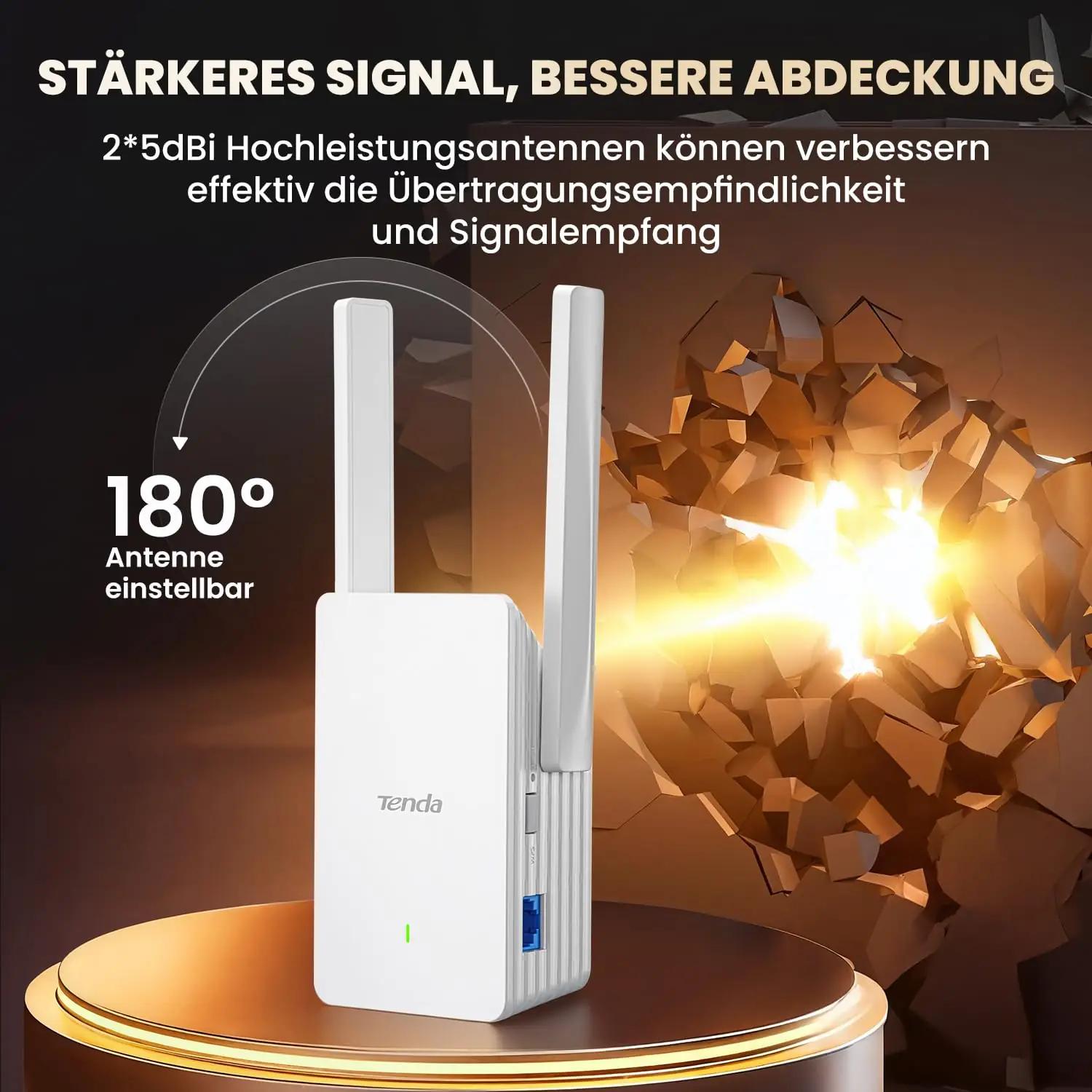 Tenda AX1500 kordaja — kompaktne WiFi 6 leviala koduks – pakend ja tarvikud