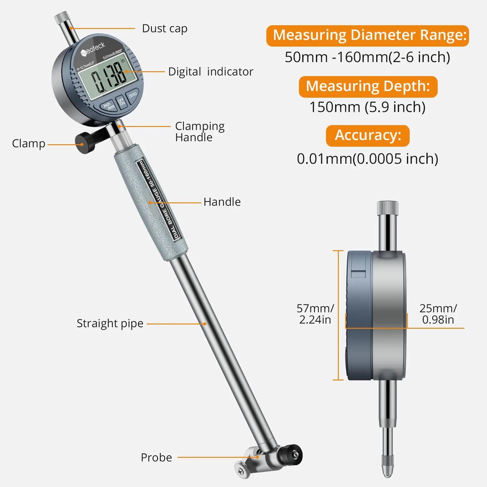 Neoteck täppismõõtur komplekt 50–160 mm — alumiinium – lisavaade