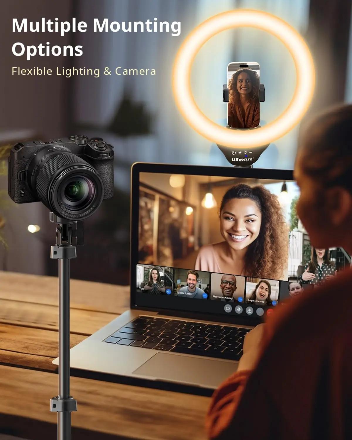UBeesize LED-rõngas statiiviga – stabilne video- ja selfie-valgus – pakend ja tarvikud