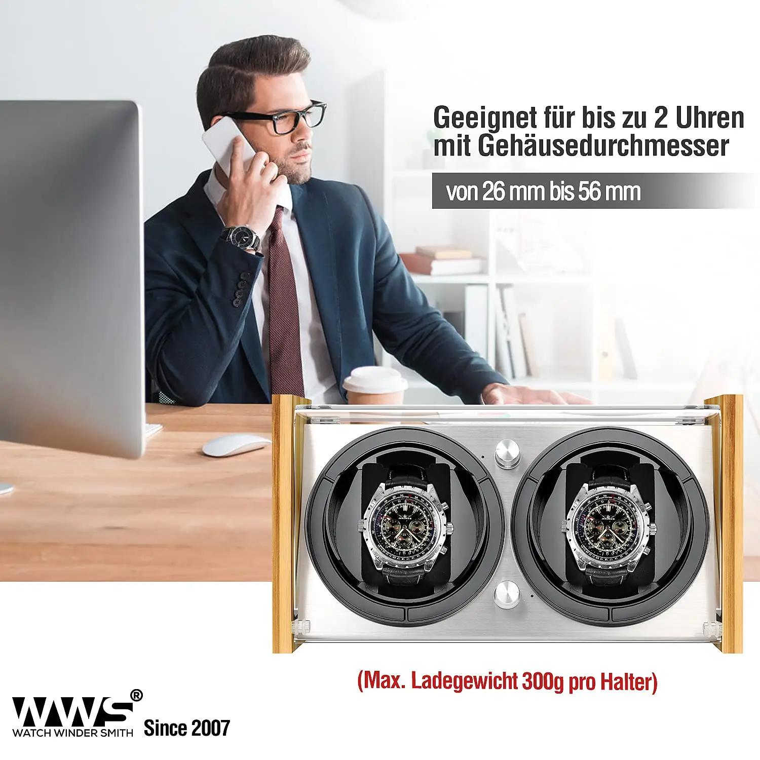Watch Winder Smith bambuspuust kellapööraja kahele – pakend ja tarvikud