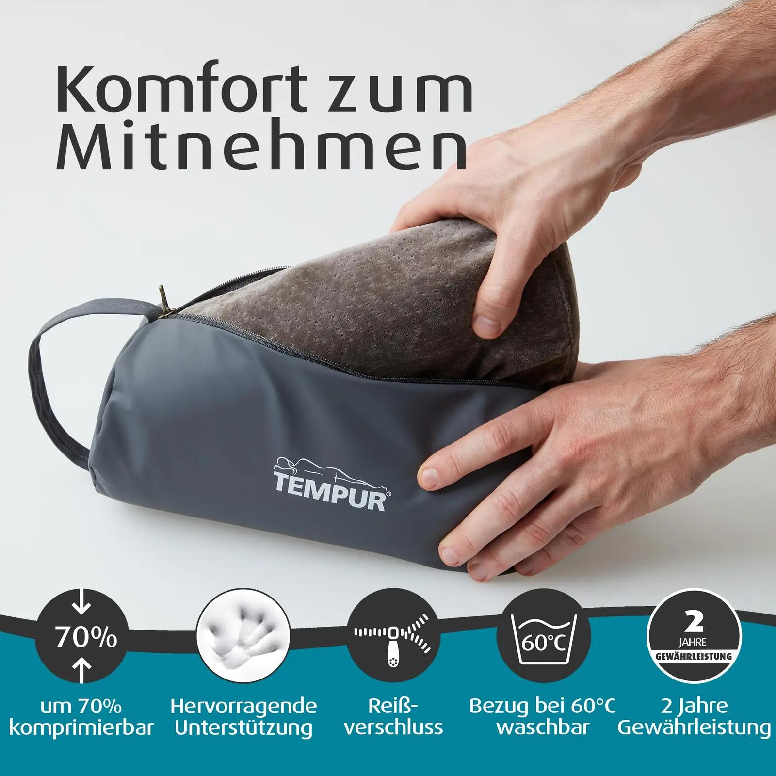 TEMPUR mugav reisipadi memory-foamist – ergonoomiline toetus – pakend ja tarvikud