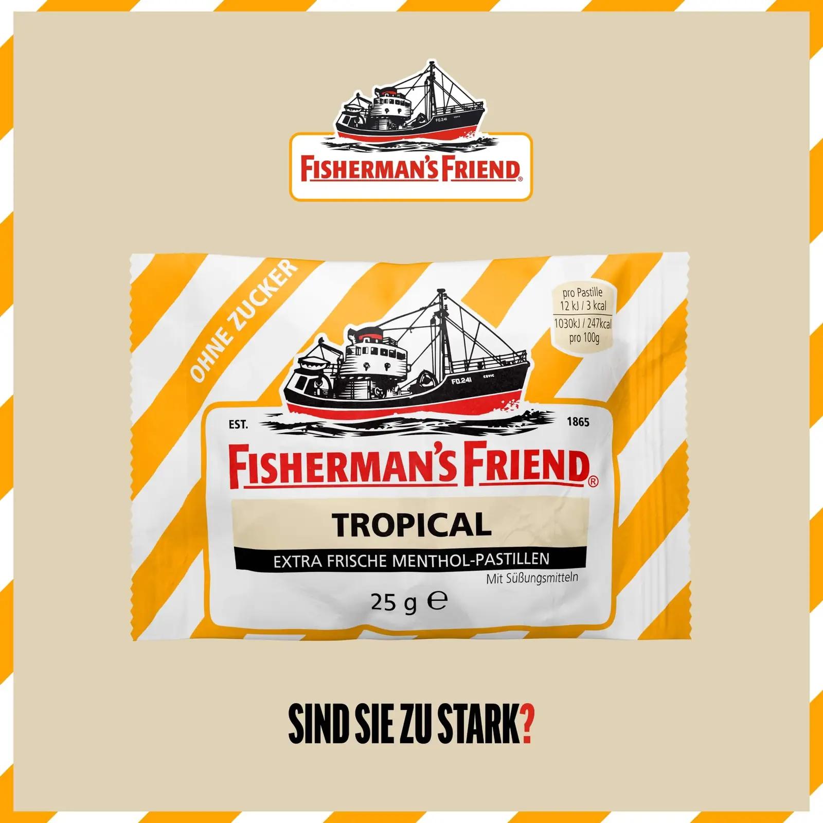 Fisherman’s Friend tropiiklikud kommid – suhkruvabad maitsed – detailne vaade
