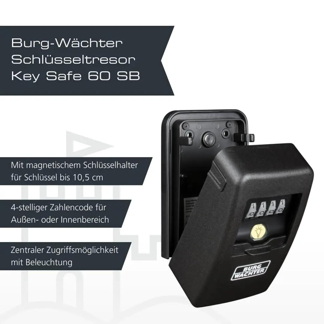 BURG-WÄCHTER turvaline metallist võtmetresor — väike ja – pakend ja tarvikud