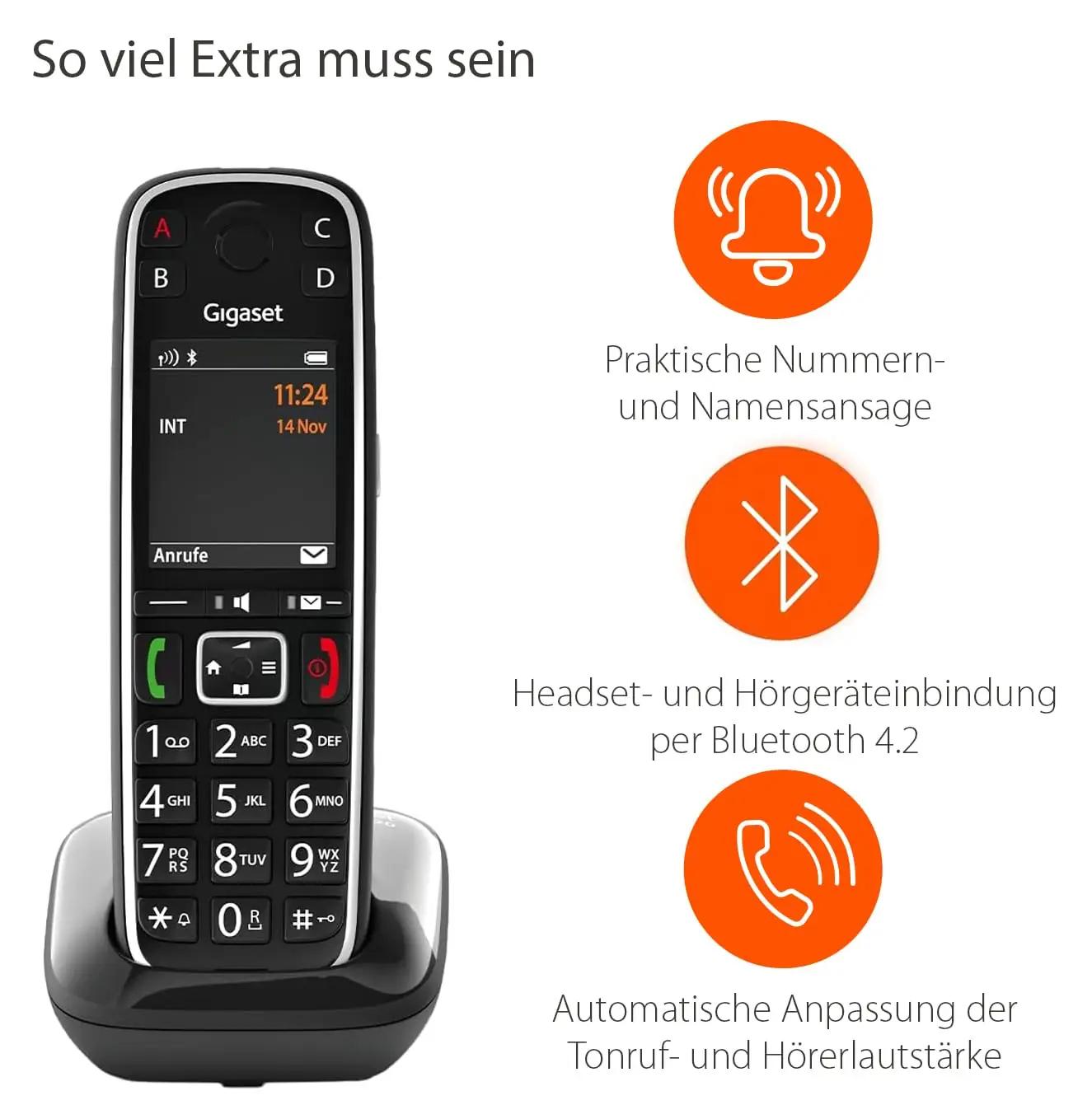 Gigaset mugav metallist dect-telefon eakatele — selged – kasutusnäide