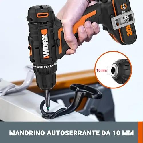 WORX vastupidav 20V juhtmevaba kruvikeeraja WX100.9 — tugev 30Nm – pakend ja tarvikud