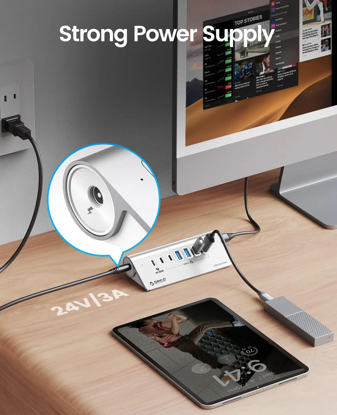 ORICO alumiiniumist USB-C hub – 7-port, PD 60 W ja 10 Gbps – pilt 8