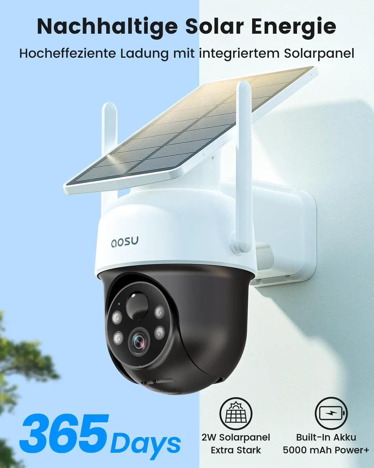 aosu välikamera päikesepaneeliga — 3MP metallist turvalahendus – pakend ja tarvikud