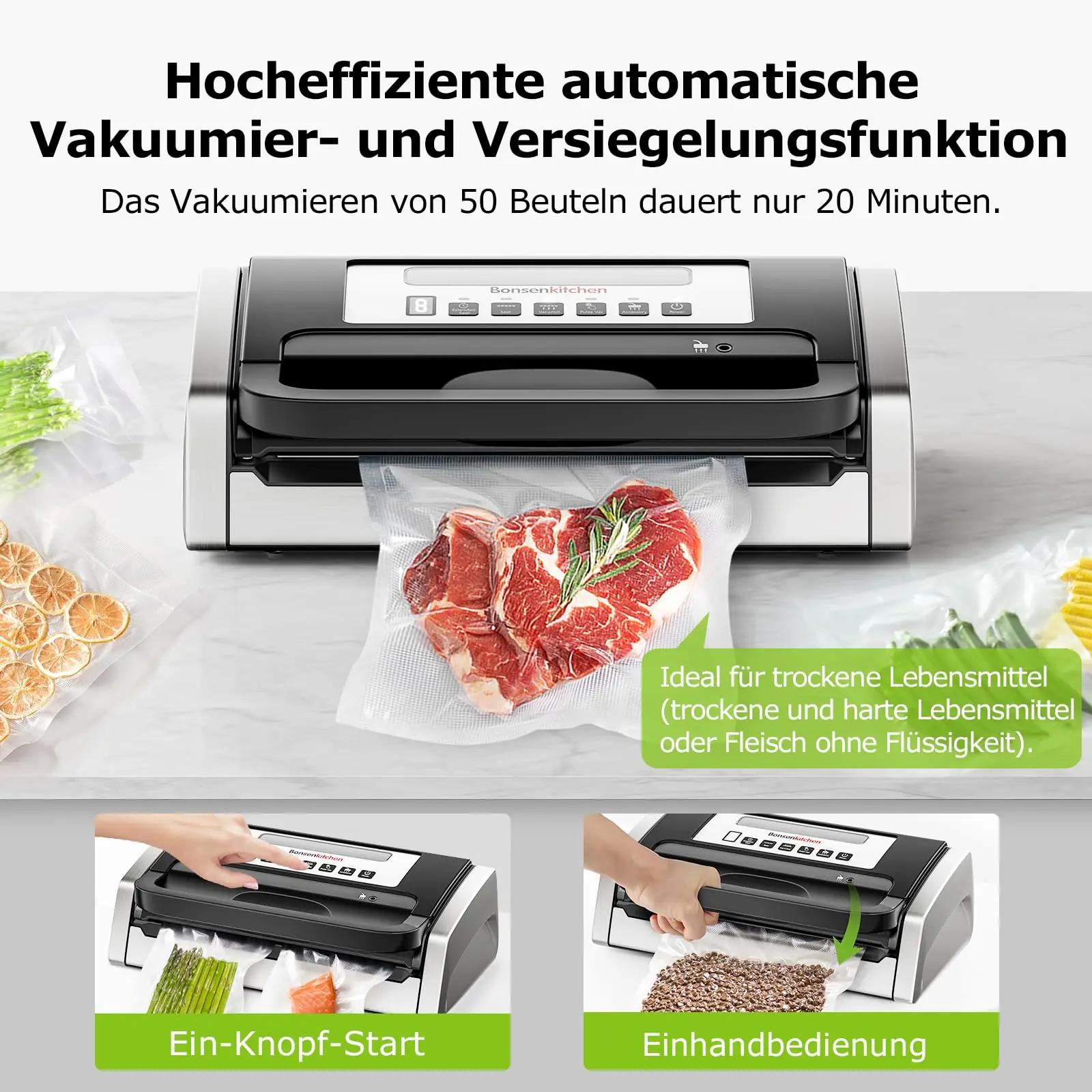 Bonsenkitchen roostevaba vaakumpakisija — kingitus kööki 15L/min – pakend ja tarvikud