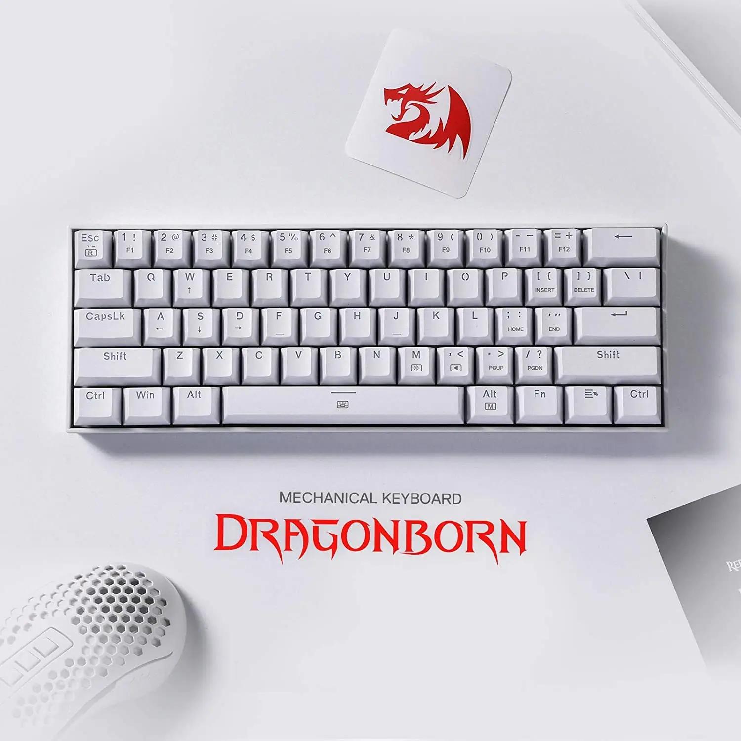 Redragon valge kompaktne mehaaniline klaviatuur — mugav – detailne vaade