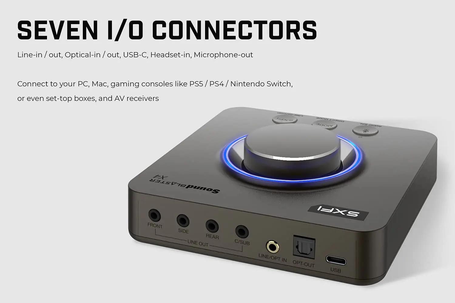 CREATIVE heli-USB DAC X4 — HD 7.1 ja Super X‑Fi kõrvaklappidele – kasutusnäide