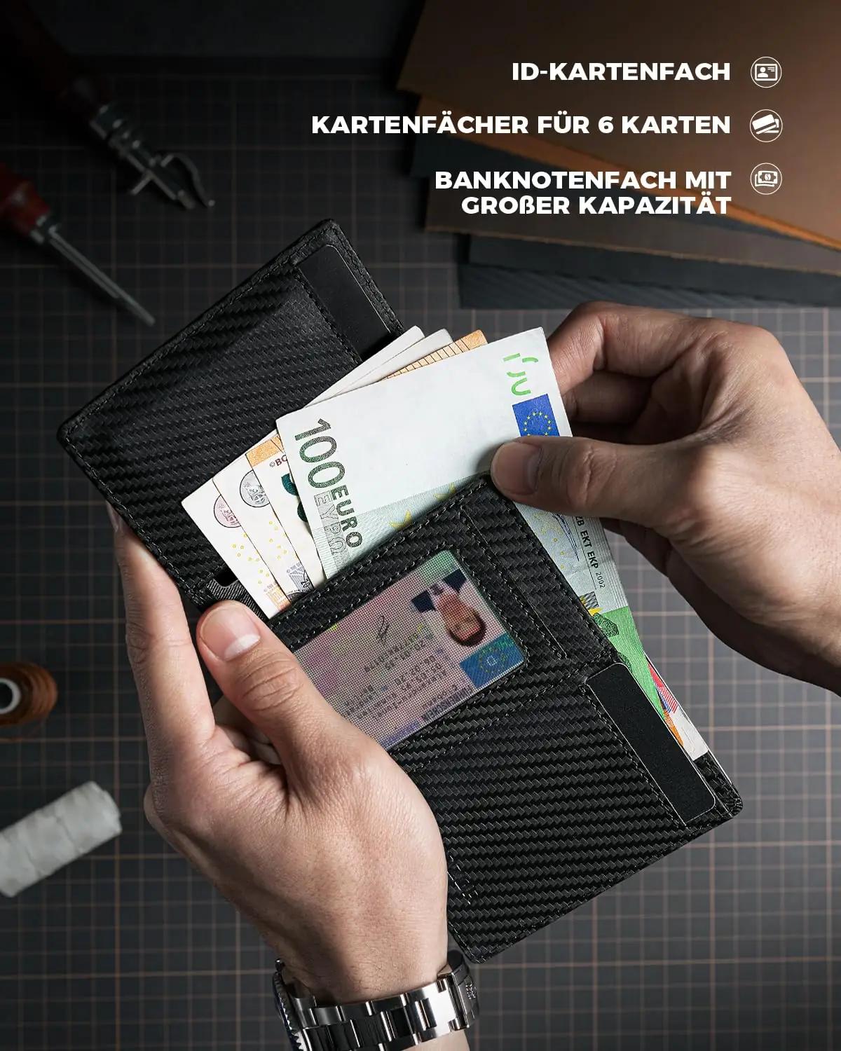 DODENSHA nahkportfell KH008 — kompaktne ja RFID-kaitse – pakend ja tarvikud