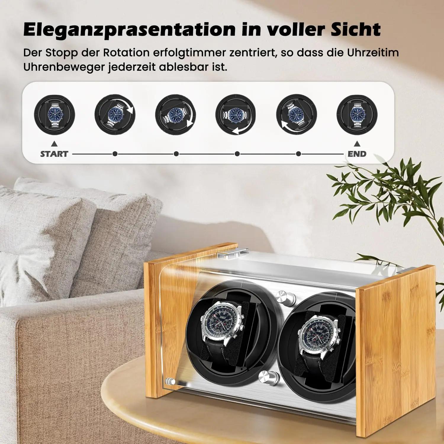Watch Winder Smith bambuspuust kellapööraja kahele – detailne vaade