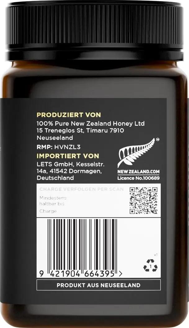 Watson & Son Manuka mesi 500 g — tugev MGO 400+ kvaliteet – pakend ja tarvikud