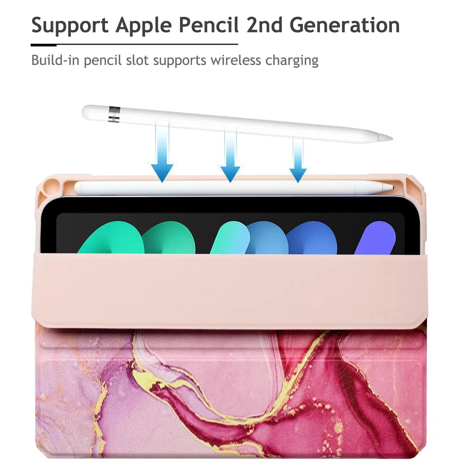 Fancity roosa marmorist kunstnahkümbris iPad Mini 6 jaoks – kasutusnäide