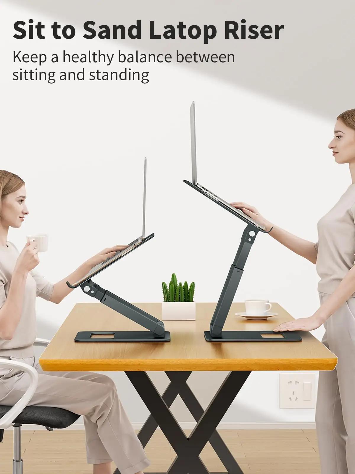 tounee ergonoomiline metallist sülearvuti-alus lauale — – detailne vaade