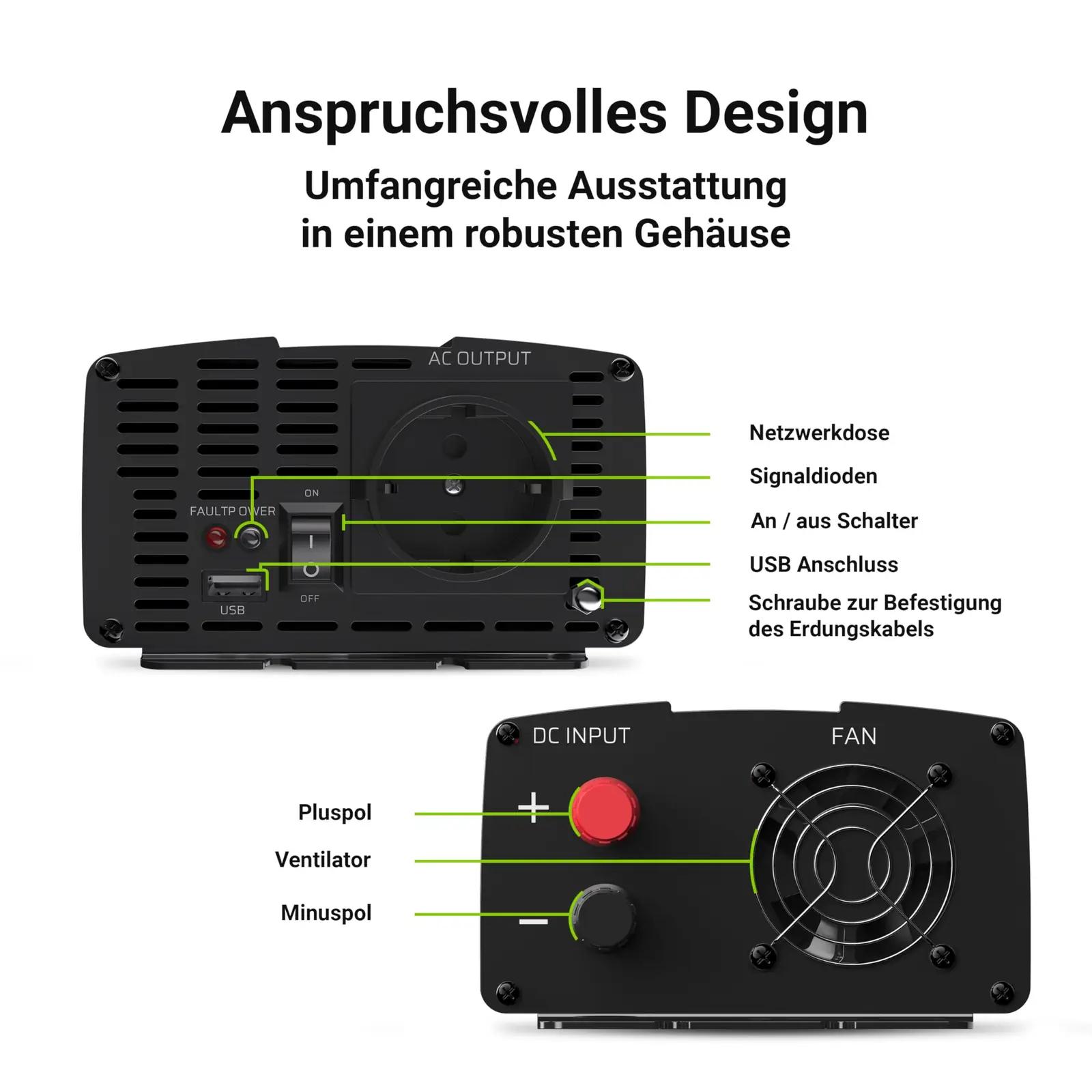 Green Cell inverter 12V–230V – auto ja matkasõidukile – lisavaade