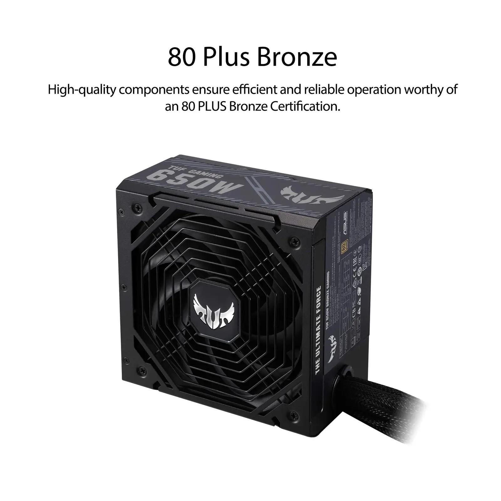 ASUS TUF vastupidav 650W toiteplokk mänguritele ja tööjaamadele – pakend ja tarvikud