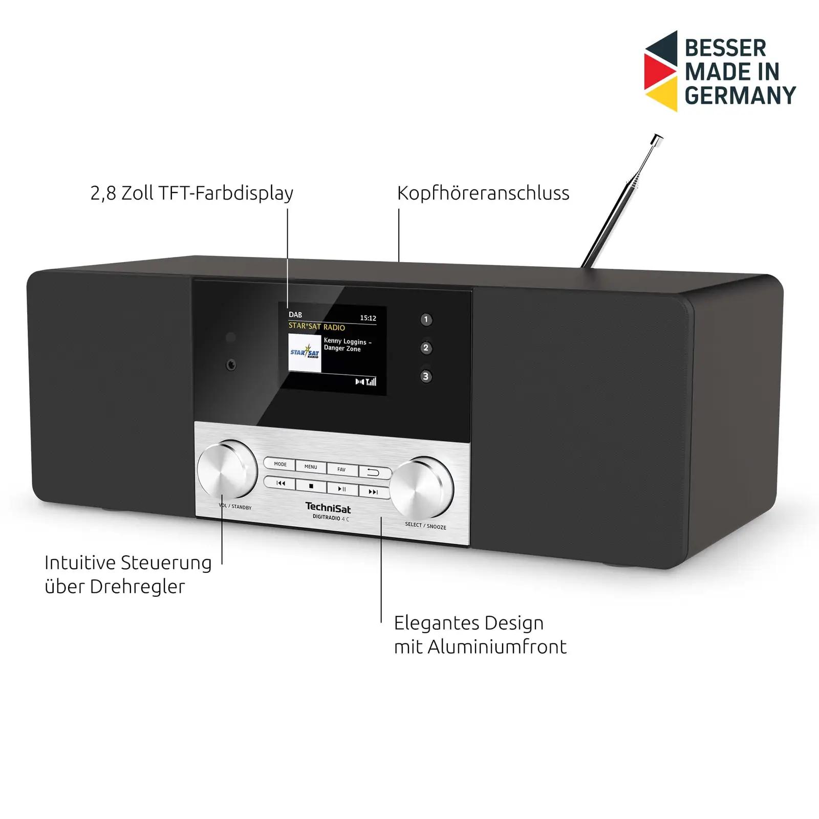 TechniSat puidust stereo-radios kasutamiseks kodus ja kingituseks – pakend ja tarvikud