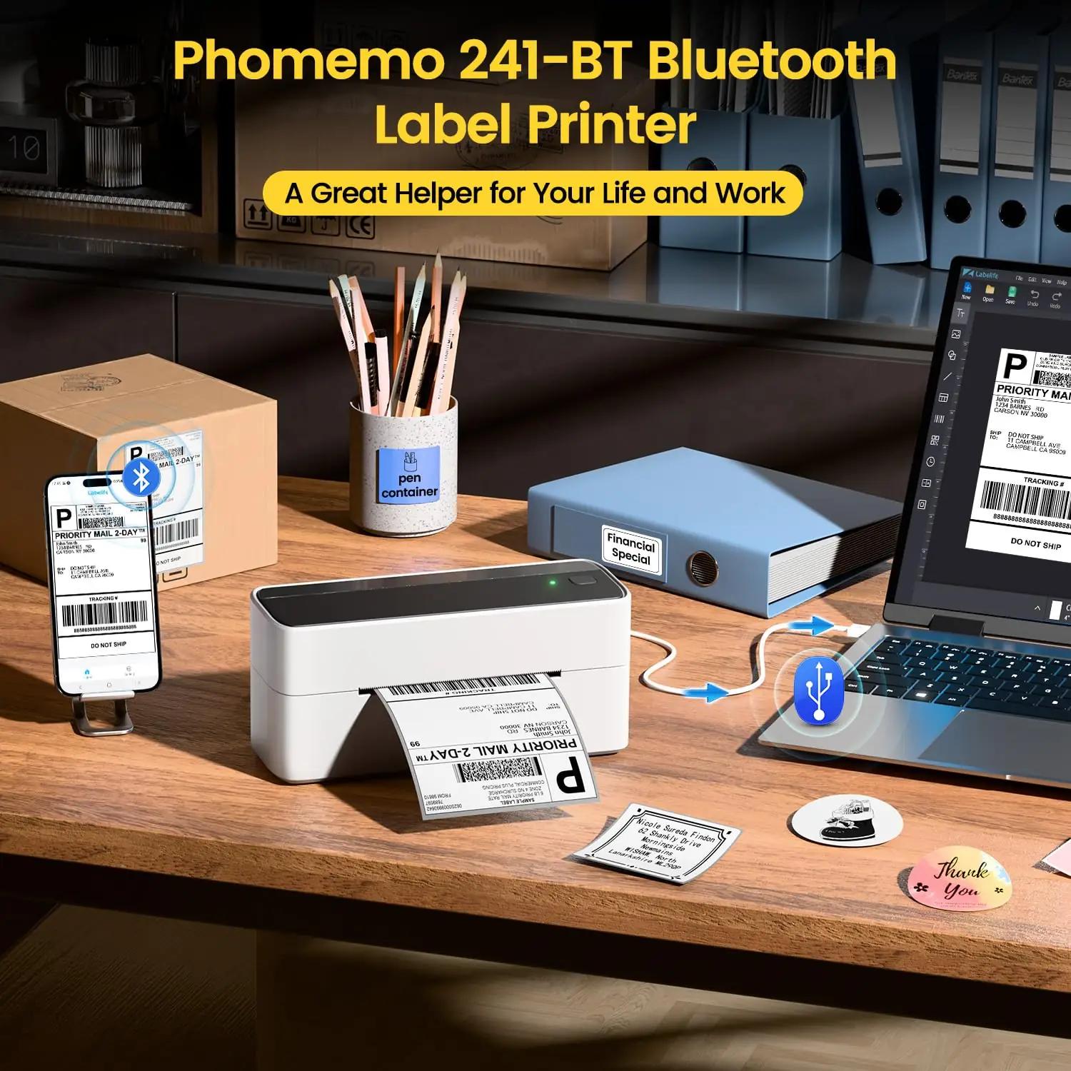 Phomemo 241BT Bluetooth-termotrükkija igapäevaseks pakendamiseks – detailne vaade
