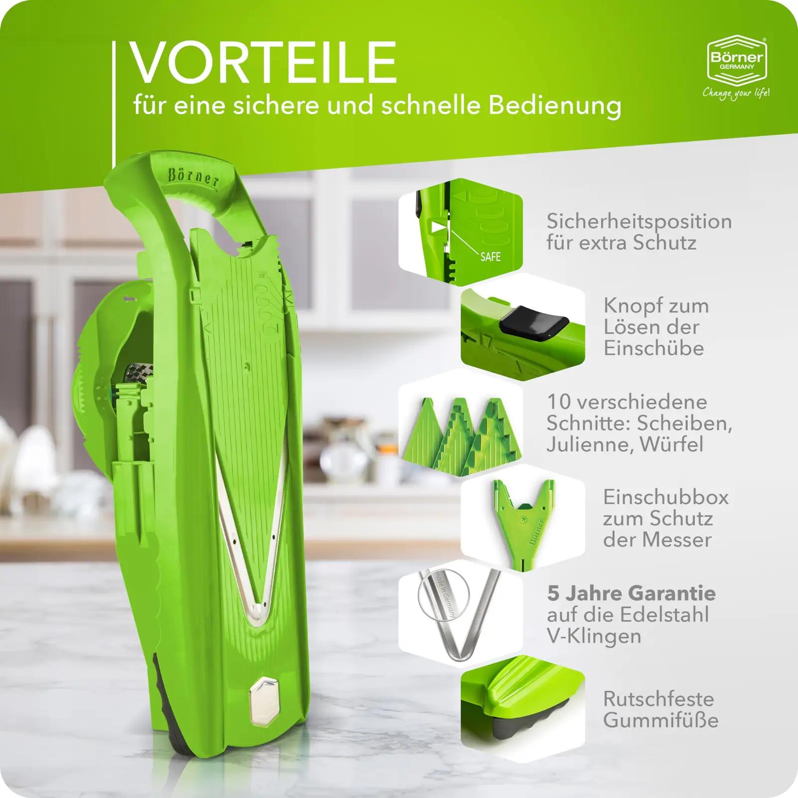 Börner köögihobel V5 — rohelise Starter Setiga – kasutusnäide