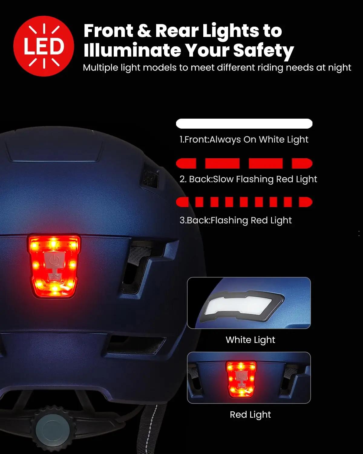 ILM kerge jalgrattakiiver LED-valguse ja visordiga L-XL – detailne vaade