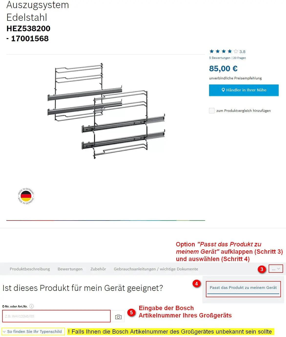 Bosch roostevabast terasest teleskoopsiin (HEZ538000) mugavus – pakend ja tarvikud