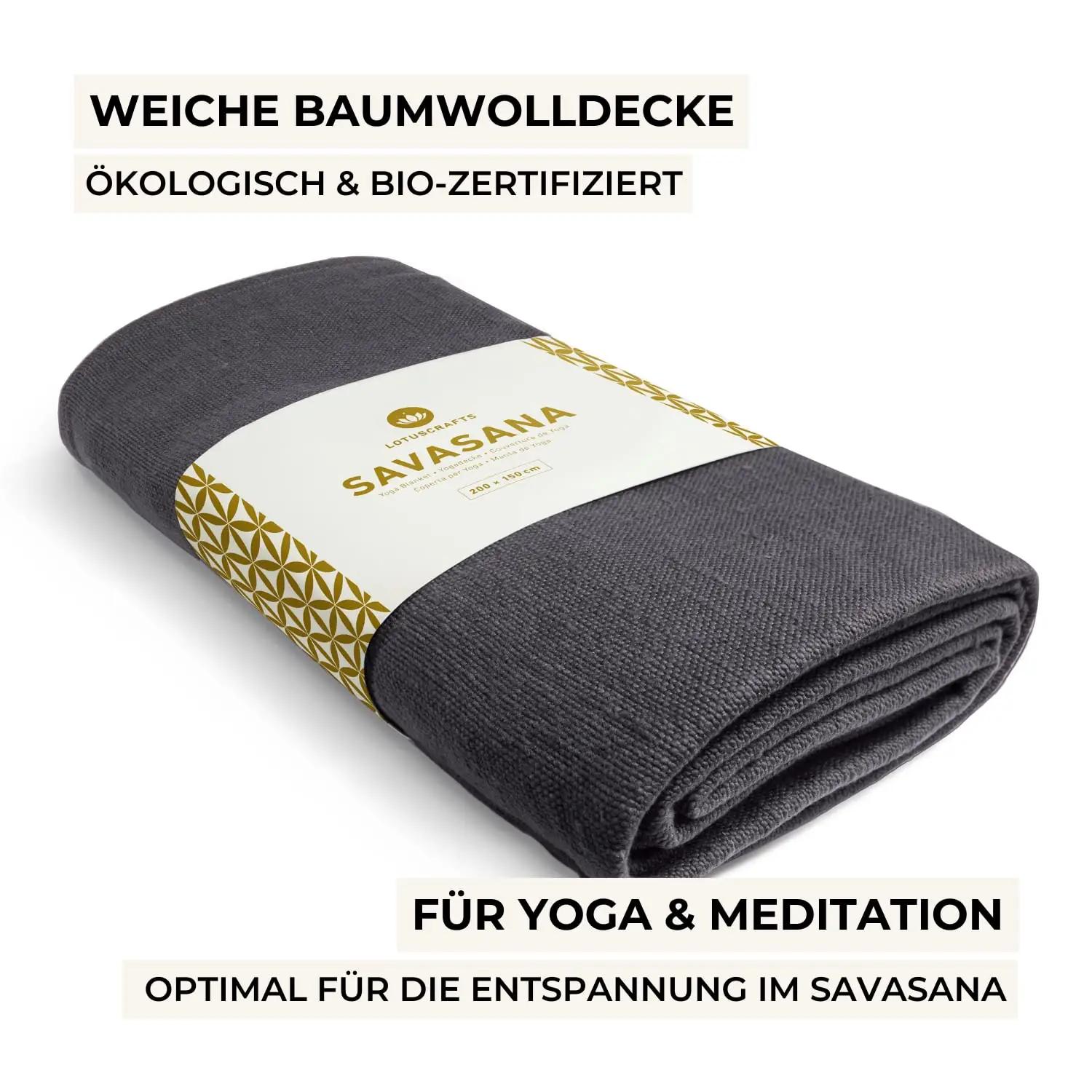 Lotuscrafts pehme joogatekk 100% puuvill – Savasana 200×150 – detailne vaade