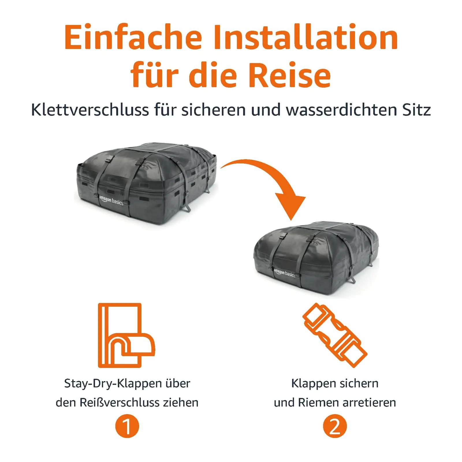 Amazon Basics veekindel katusekott 425 l reiside ja paigalduse – pakend ja tarvikud