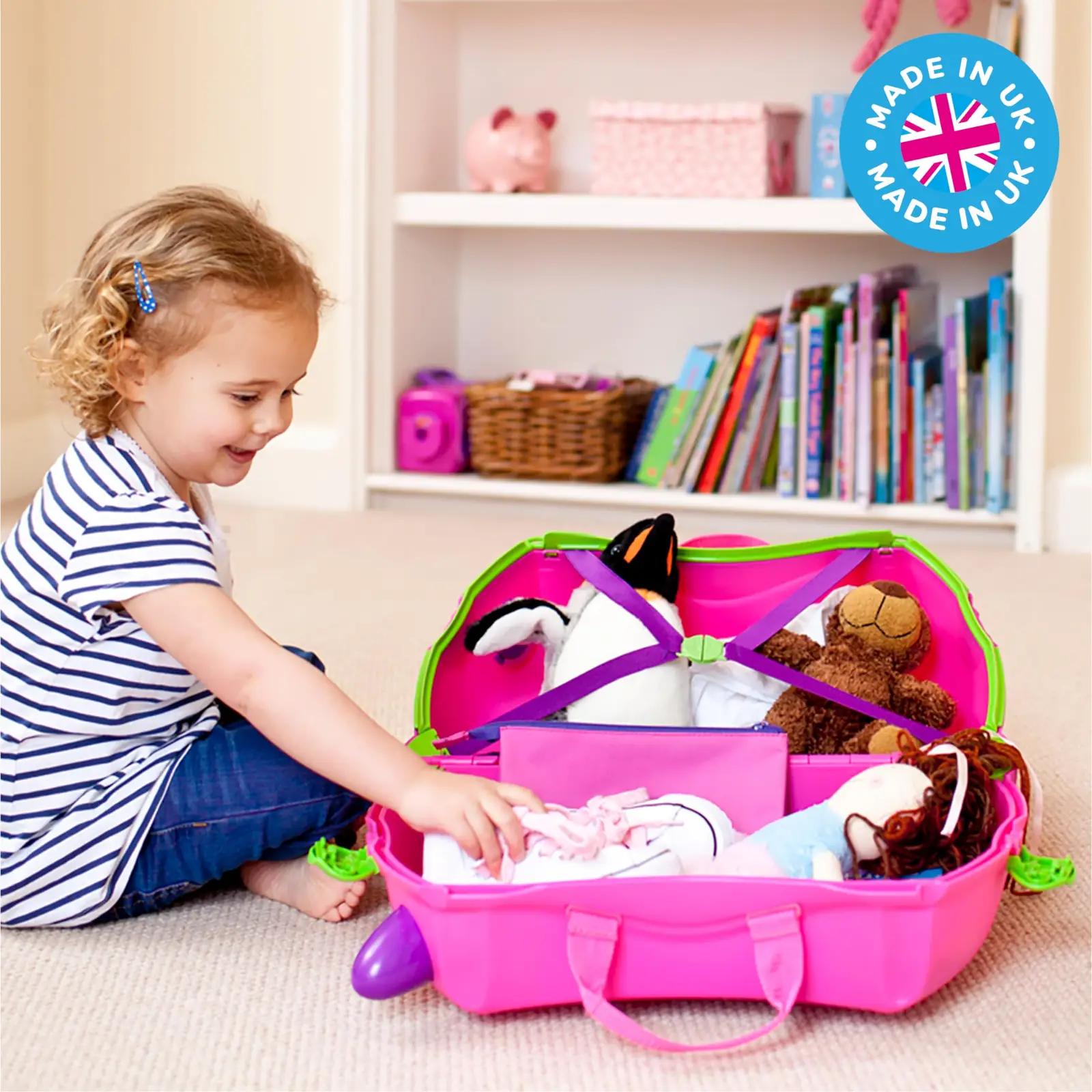 TRUNKI roosa kare lasteistmega reisikohver — istumiseks ja – pilt 7