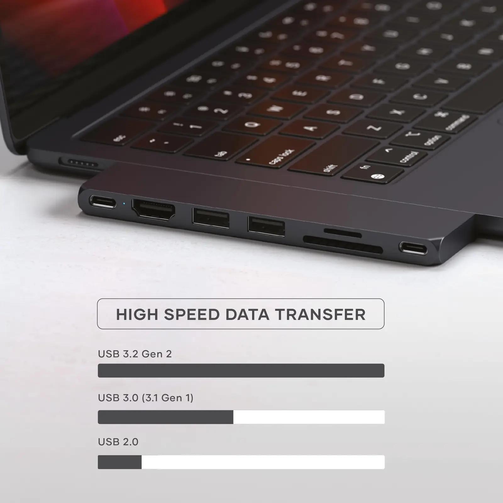 SATECHI elegantne alumiiniumist USB-C hub — 7-ühes laadimise ja – pilt 6