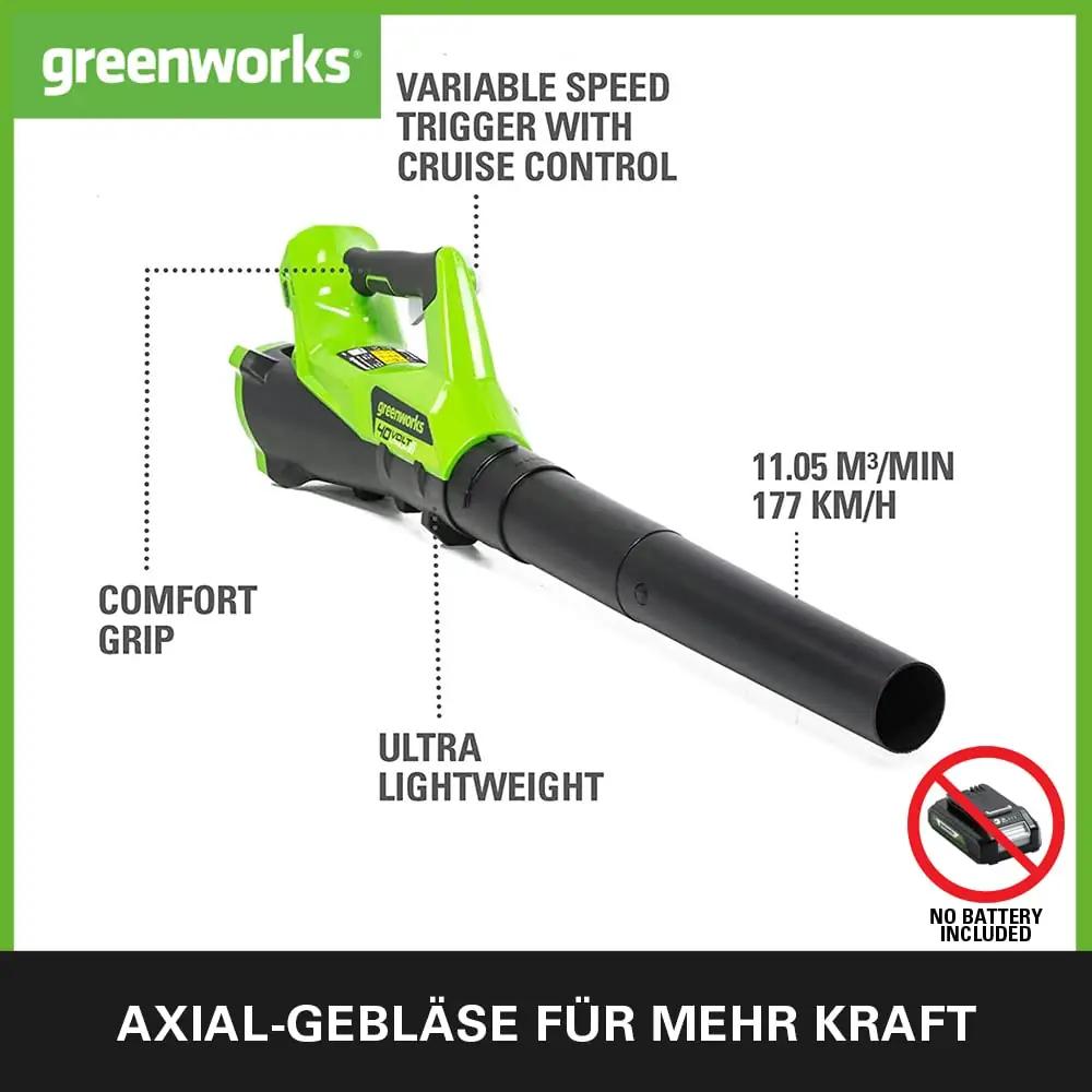 Greenworks 01-0002400807VT lehepuhurid – detailne lähivaade