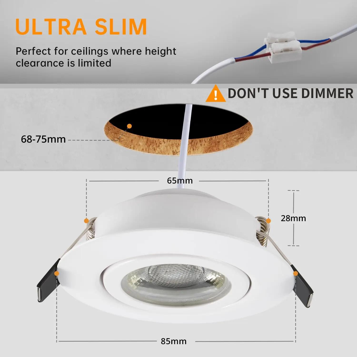 wowatt alumiiniumist sisseehitatav LED‑spot — soe valge 10tk – pilt 6