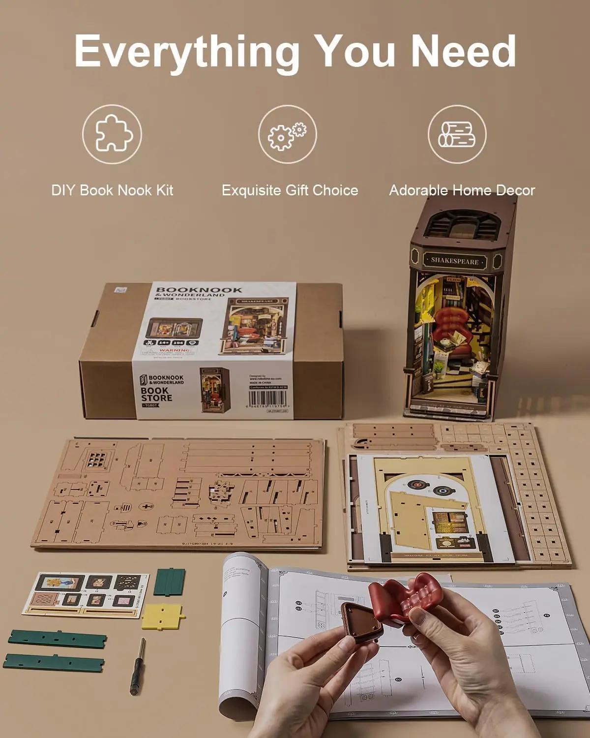 rowood puidust Book Nook – raamaturiiuli miniatüür kingitus – pilt 9