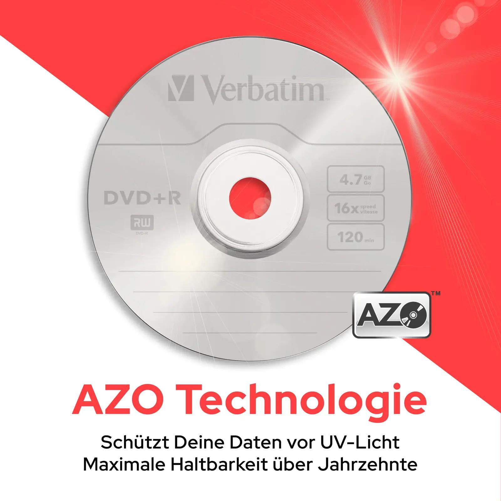 Verbatim vastupidav DVD+R 16x 4.7GB 100tk – matt hõbe – pakend ja tarvikud