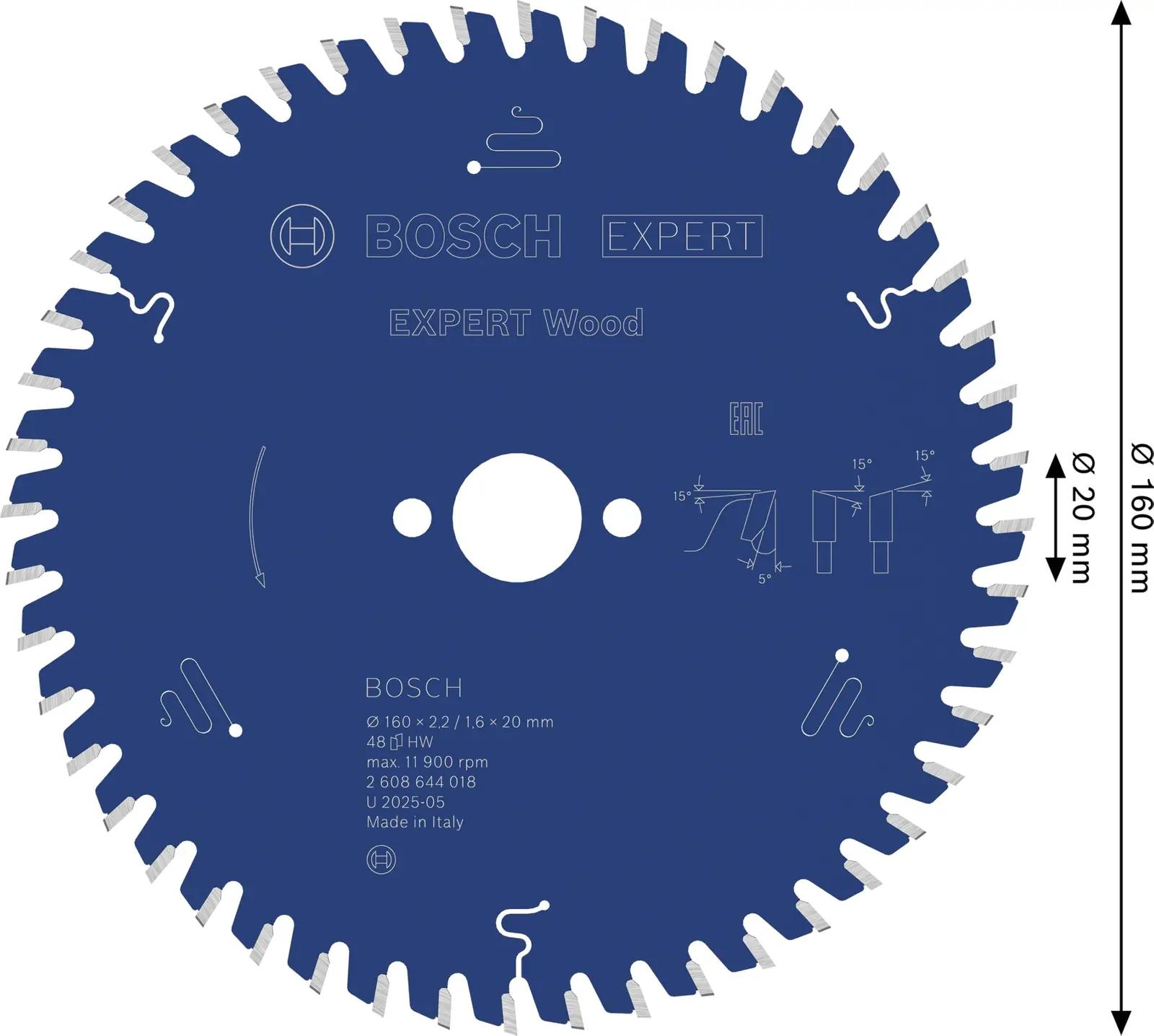 Bosch kvaliteetne puidutera Ø160 mm — täpne lõige – pakend ja tarvikud